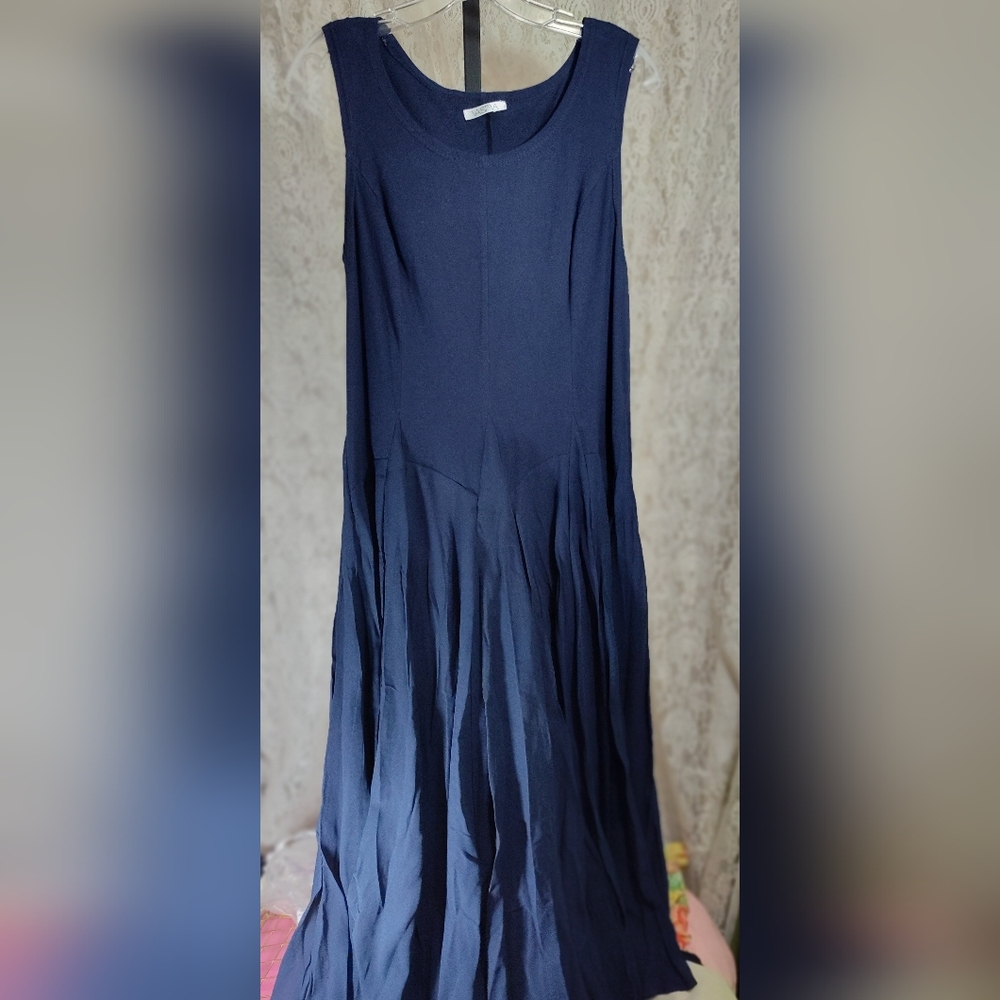 Vasna Elegant Navy Blue Sleeveless Maxi Dress NWOT